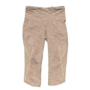 Lululemon Athletica running crops Sz 4 Mesh Sides Gray and white stripes